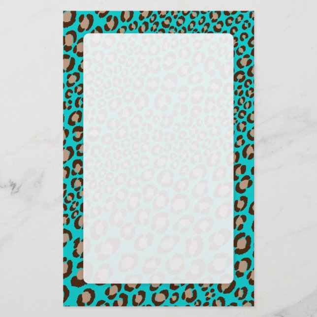 Leopard Print/teal/Add background colour!! Stationery (Front)