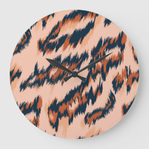 Leopard Print: Textile Seamless Design. Large Clock