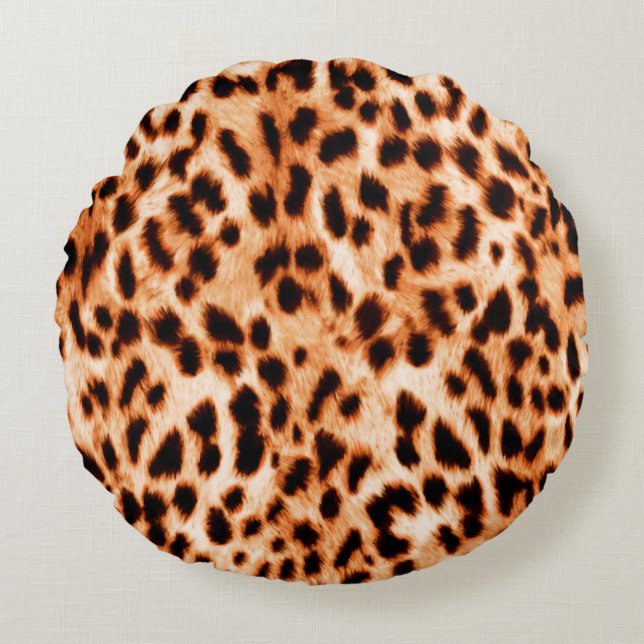 Leopard print texture round pillow (Front)