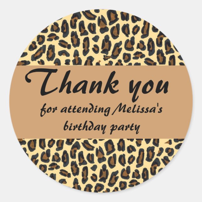 Leopard Print Thank You Classic Round Sticker (Front)