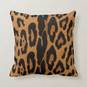 Leopard Print Throw Pillow, Safari Camel & Black Pillow