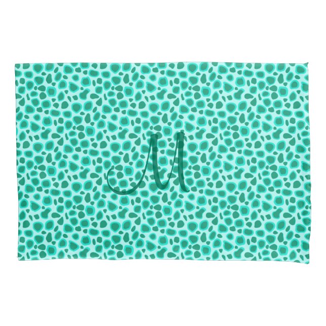 Leopard Print - Turquoise and Aqua Pillowcase (Front)
