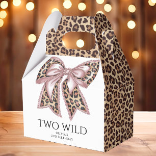 Leopard Print Two Wild Bow 2nd Birthday Favor Box