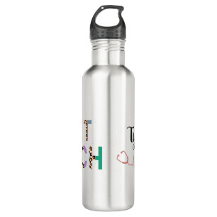 Leopard Print Vet Tech Stethoscope with Name  710 Ml Water Bottle