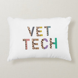 Leopard Print Vet Tech Stethoscope with Name  Accent Pillow