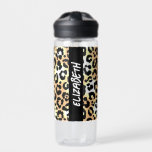 Leopard Print Water Bottle<br><div class="desc">A fun leopard print covers this water bottle personalized with your name printed vertically in chic lettering on black on both sides. MORE designs in our collection.</div>