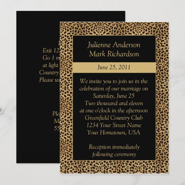 Leopard Print Wedding Invitation (Front/Back)