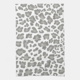 Leopard Print White and Grey Kitchen Towel