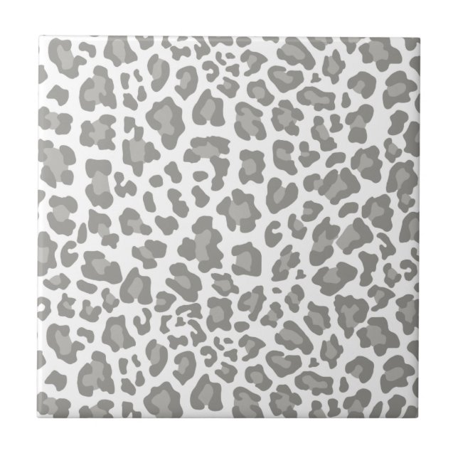 Leopard Print White and Grey Tile (Front)