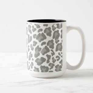 Leopard Print White and Grey Two-Tone Coffee Mug