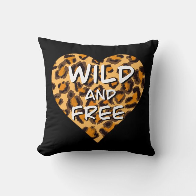 Leopard print | wild and free heart | Love T-Shirt Throw Pillow (Front)