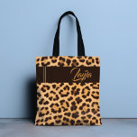 Leopard Print Wild Girly Pattern Personalized Name Tote Bag<br><div class="desc">This modern design features a leopard print pattern with your personalized name. Personalize by editing the text in the text box provided.
#leopard #leopardprint #wild #animal #fashion #fashionable #style #stylish #accessories #handbags #tote #totebags #bags #gift #giftsforher #girly #personalizedgifts #feminine #trendy #chic #name</div>