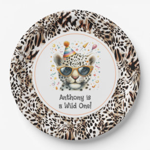 Leopard Print "Wild One" Animal Birthday Party Paper Plate