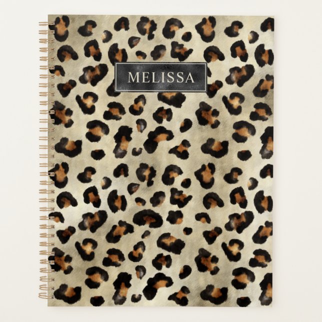 Leopard Print With Black Faux Foil And Name (Devant)