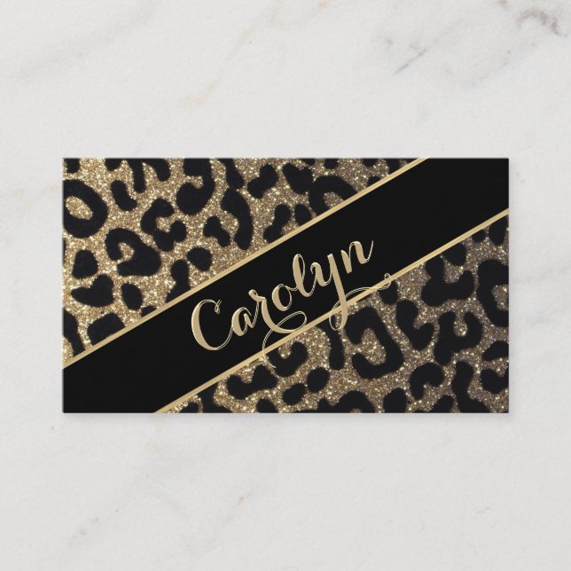 Leopard Print with Black Ribbon Business Card (Front)