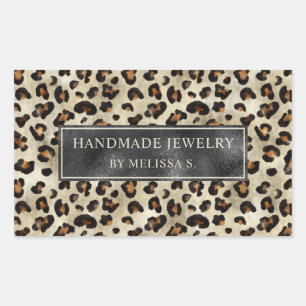 Leopard Print With Faux Black Foil And Custom Text Sticker