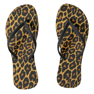 Leopard Print with Gradient Gold Flip Flops