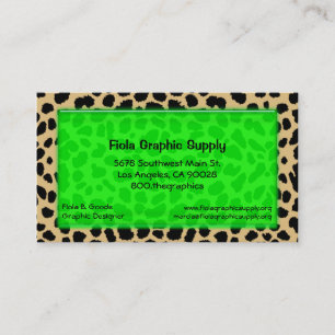 Leopard Print With Lime Green Glass Rectangle Business Card