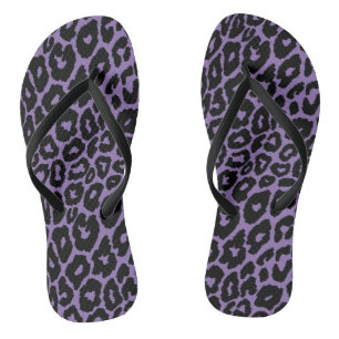 Leopard Print with Purple Background Changer Flip Flops