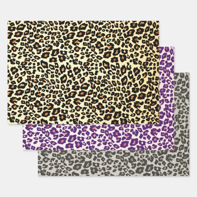 Leopard Print Wrapping Craft Paper in Colors (Set)