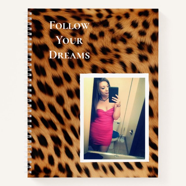 Leopard Print Your Photo Personalized Quote Notebook (Front)