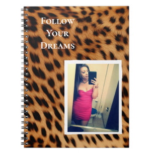 Leopard Print Your Photo Personalized Quote Notebook