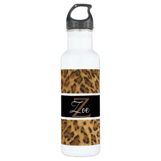 Leopard Print Z monogram initials Water Bottle