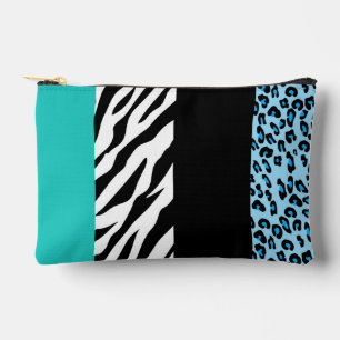 Leopard Print, Zebra Print, Animal Print, Blue Accessory Pouch