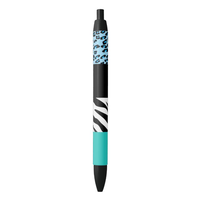 Leopard Print, Zebra Print, Animal Print, Blue Black Ink Pen (Front Vertical)