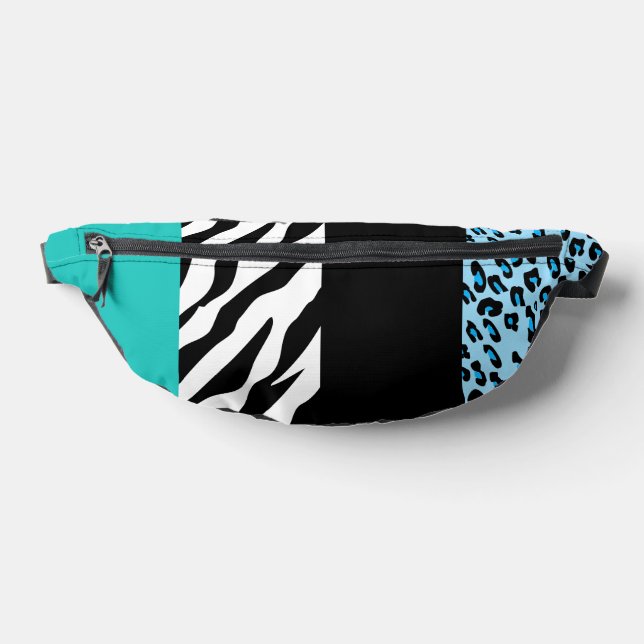 Leopard Print, Zebra Print, Animal Print, Blue Fanny Pack (Lay Down)