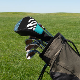 Leopard Print, Zebra Print, Animal Print, Blue Golf Head Cover