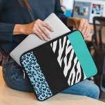 Leopard Print, Zebra Print, Animal Print, Blue Laptop Sleeve<br><div class="desc">Elegant,  stylish and sophisticated leopard and zebra pattern in blue colour. Modern and trendy gift,  perfect for the animal print lover in your life.</div>