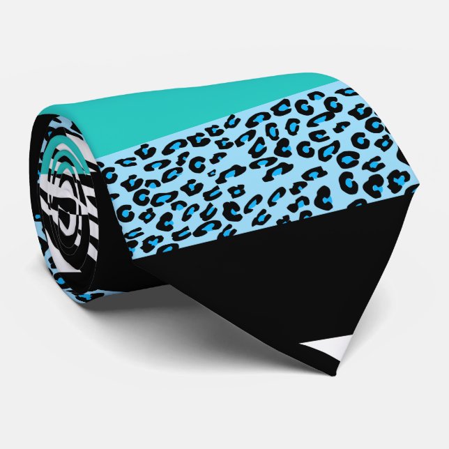 Leopard Print, Zebra Print, Animal Print, Blue Tie (Rolled)