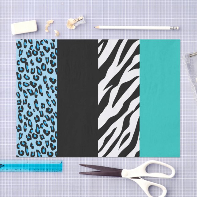Leopard Print, Zebra Print, Animal Print, Blue Tissue Paper (Craft)