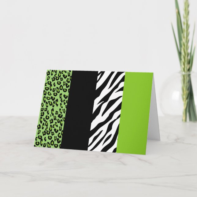 Leopard Print, Zebra Print, Animal Print, Green Card (Front)