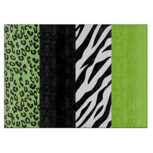 Leopard Print, Zebra Print, Animal Print, Green Cutting Board