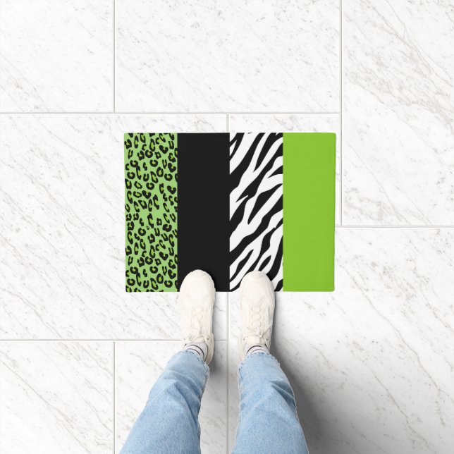 Leopard Print, Zebra Print, Animal Print, Green Doormat (Indoor)