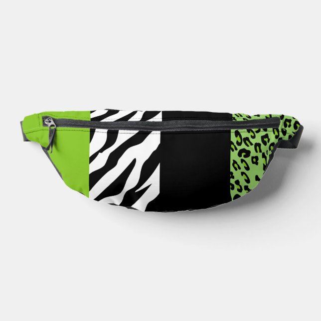 Leopard Print, Zebra Print, Animal Print, Green Fanny Pack (Lay Down)