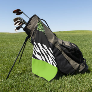 Leopard Print, Zebra Print, Animal Print, Green Golf Towel