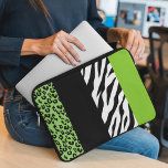 Leopard Print, Zebra Print, Animal Print, Green Laptop Sleeve<br><div class="desc">Elegant,  stylish and sophisticated leopard and zebra pattern in green colour. Modern and trendy gift,  perfect for the animal print lover in your life.</div>