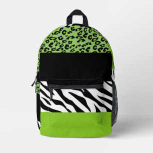 Leopard Print, Zebra Print, Animal Print, Green Printed Backpack