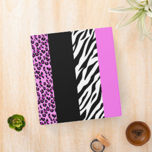 Leopard Print, Zebra Print, Animal Print, Pink Binder