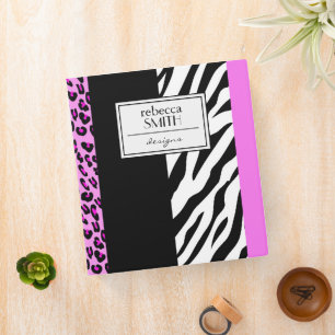 Leopard Print, Zebra Print, Animal Print, Pink Binder