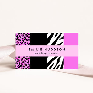 Leopard Print, Zebra Print, Animal Print, Pink Business Card