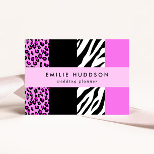 Leopard Print, Zebra Print, Animal Print, Pink Business Card