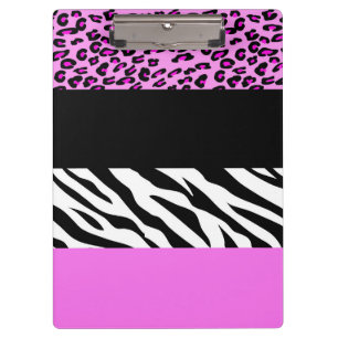 Leopard Print, Zebra Print, Animal Print, Pink Clipboard