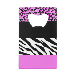 Leopard Print, Zebra Print, Animal Print, Pink Credit Card Bottle Opener