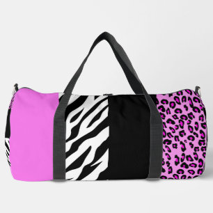 Leopard Print, Zebra Print, Animal Print, Pink Duffle Bag