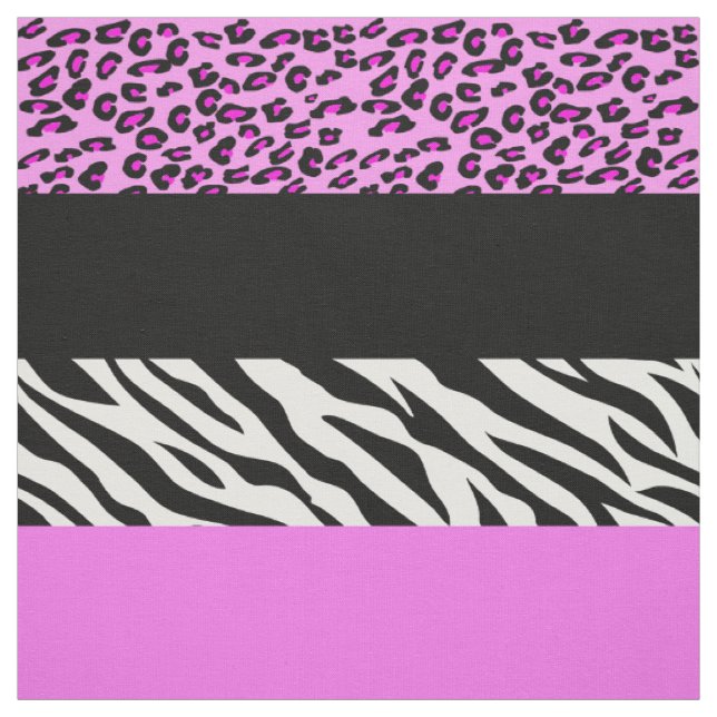 Leopard Print, Zebra Print, Animal Print, Pink Fabric (Swatch)