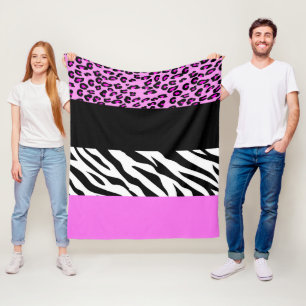 Leopard Print, Zebra Print, Animal Print, Pink Fleece Blanket